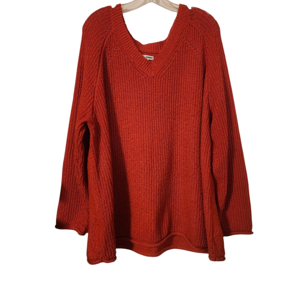 V-Neck Rust Sweater - Picture 5 of 6